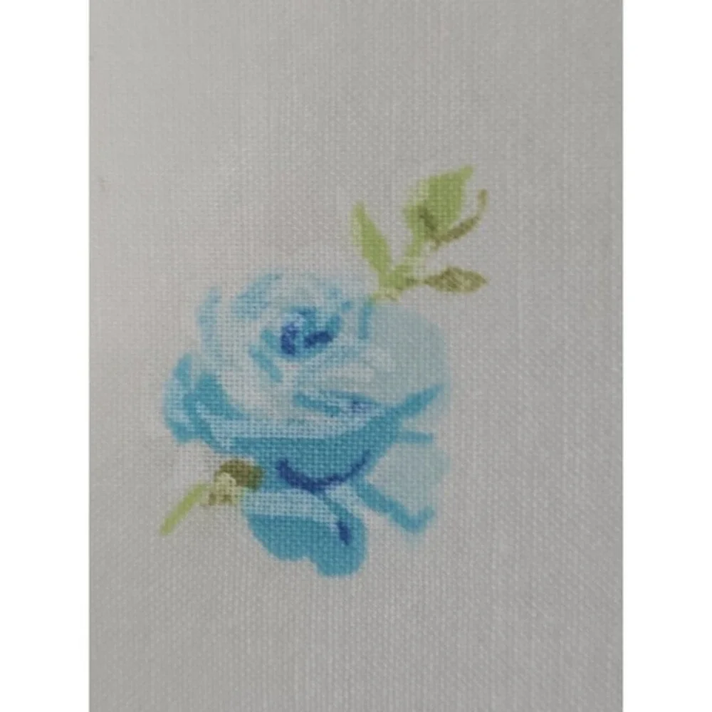 Vintage JC Penney Penn-Press Twin Sheet Aqua Floral 72x104 No Iron‎ Muslin 1970s